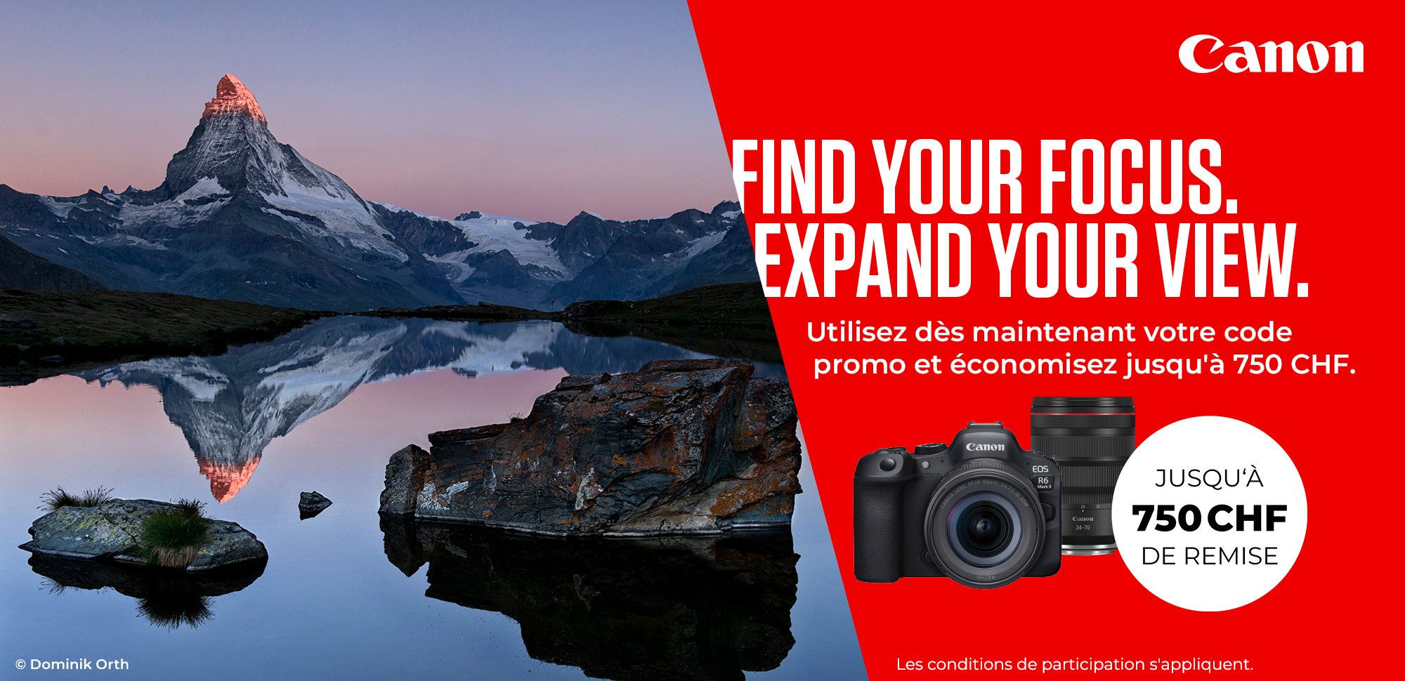 Canon Summer Cashback 2026 : jusqu'à 750 CHF de remise immédiate du 6 août au 3 septembre 2026!