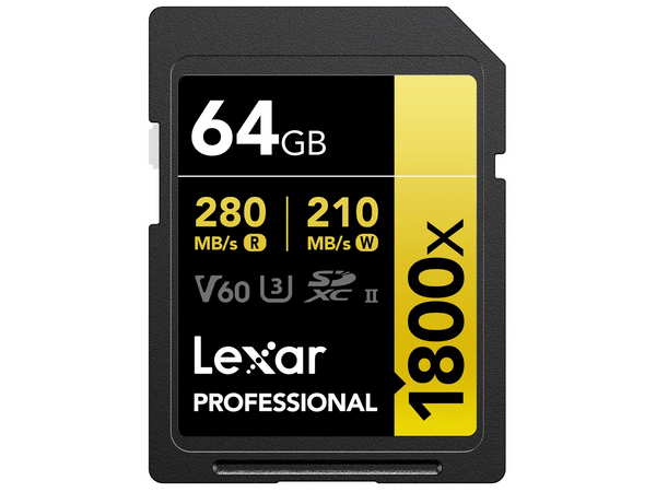 Lexar 1800x UHS-II SDXC 64GB Gold